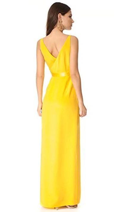 Shop Diane Von Furstenberg Asymmetrical Side Slit Gown In Daffodil