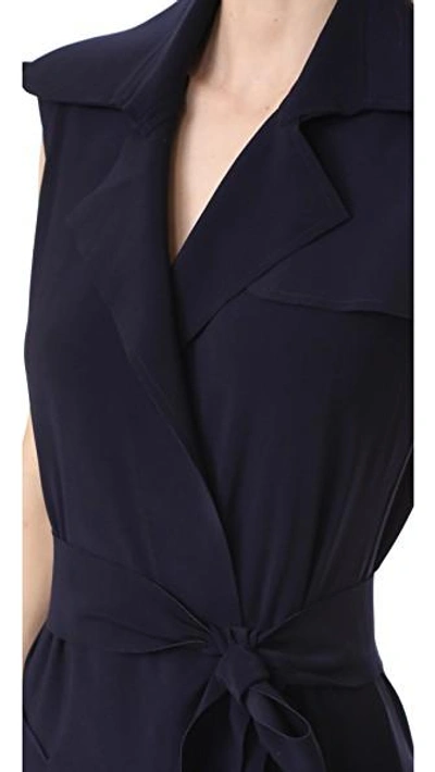 Shop Norma Kamali Double Breasted Trench Jumpsuit In Midnight