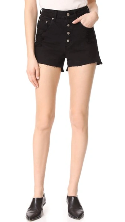 Anine Bing High Waisted Denim Shorts In Black
