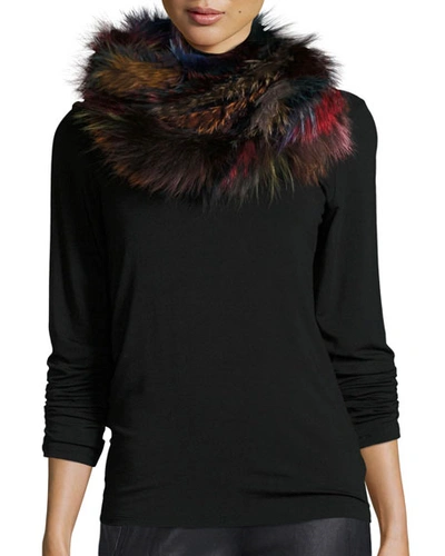 Jocelyn Fox Fur Infinity Scarf, Dark Multicolor, Dkmulti