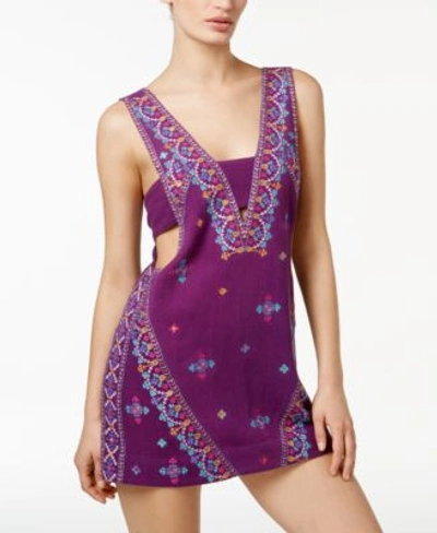 Free People Never Been Embroidered Tie-back Dress In Purple
