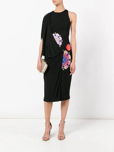 Shop Givenchy Printed Asymmetric Dress In Black