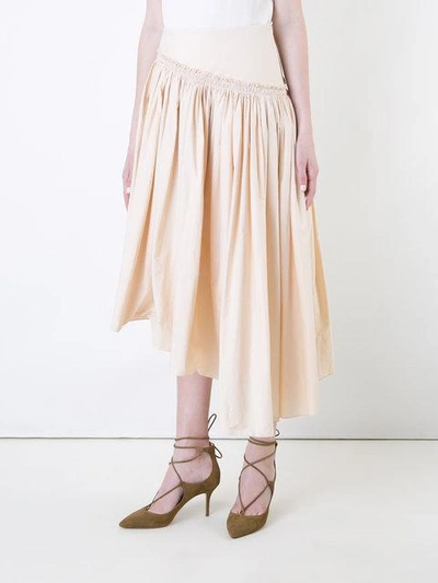 Shop Lemaire Gathered Skirt - Nude & Neutrals