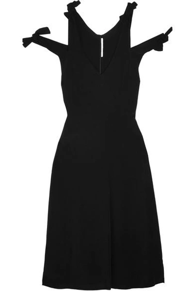 Shop Rosetta Getty Knotted Cutout Crepe Dress In Black