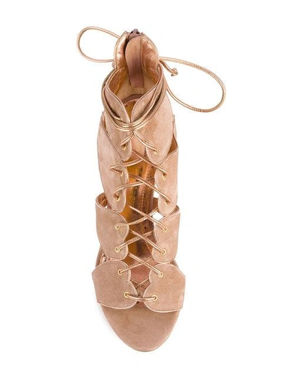Shop Jean-michel Cazabat Lace-up Heart Sandals In Nude & Neutrals