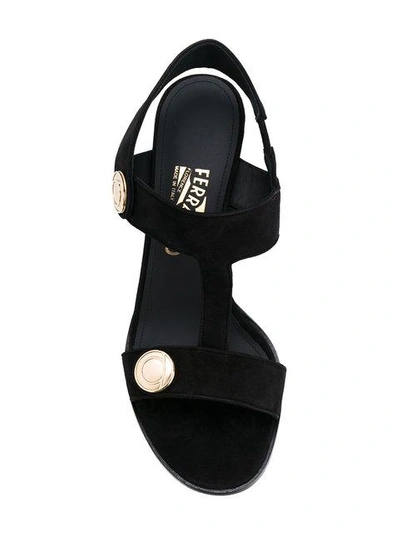 Shop Ferragamo Studded Ornament Sandals In Black
