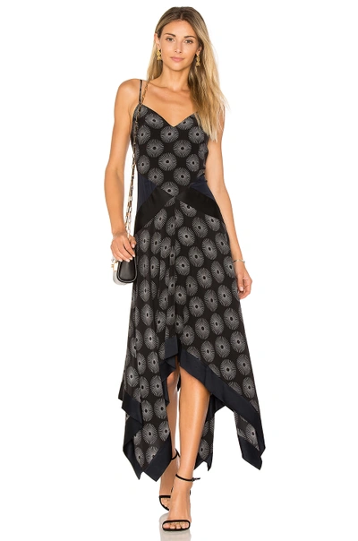 Shop Diane Von Furstenberg Scarf Hem Dress In Fenton Black & Alex Navy