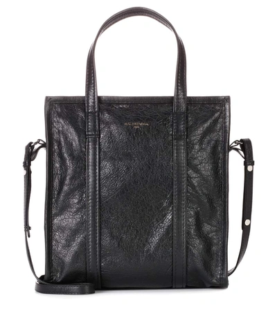 Balenciaga Black Leather Bazar Shopper Xs In Eoir