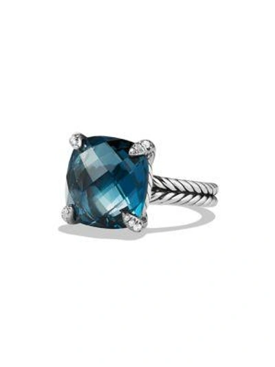 Shop David Yurman Women's Châtelaine Ring With Gemstone & Diamonds/14mm In Blue Topaz