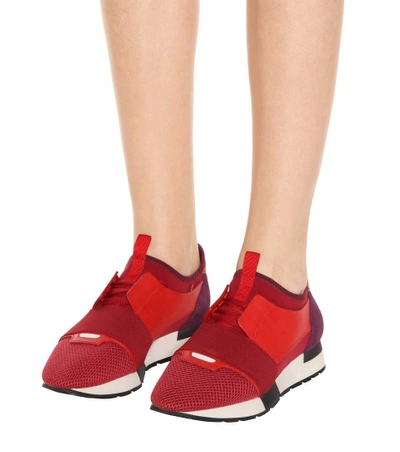 Shop Balenciaga Race Runner Sneakers In Red