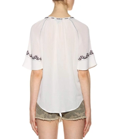 Shop Paige Chessa Top In White W.dark Purple