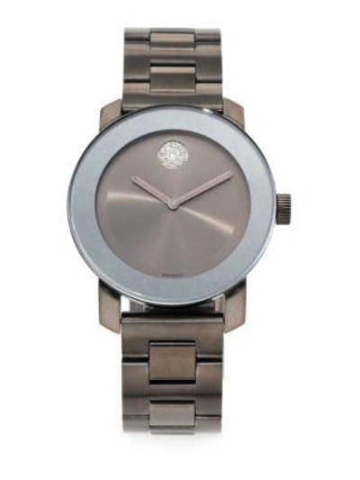 Shop Movado Bold Grey Ip Stainless Steel Bracelet Watch In Grey Silver