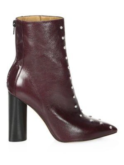 Shop Iro Bk Studded Leather Booties In Burgundy