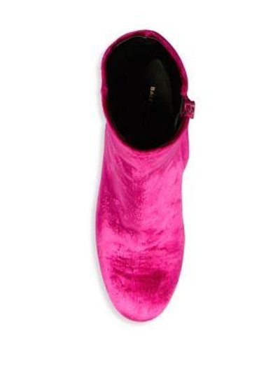 Shop Balenciaga Velvet Block Heel Booties In Rose Fuschia