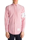 Thom Browne Slim-fit Button-down Collar Embroidered Cotton Oxford Shirt In Pink