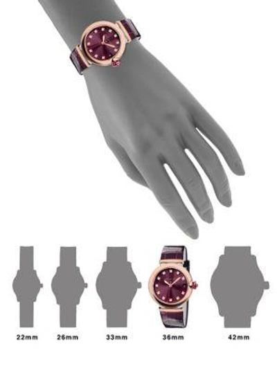Shop Bvlgari Women's Lvcea Rose Gold, Stainless Steel, Diamond & Purple Alligator Strap Watch