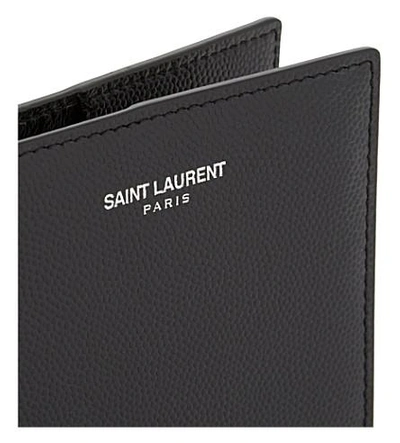 Shop Saint Laurent Grained Leather Passport Holder In Noir