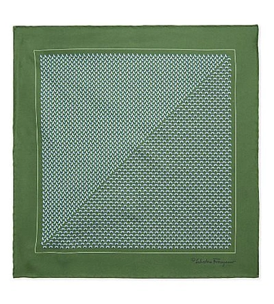 Shop Ferragamo Animal Print Silk Pocket Square In Green