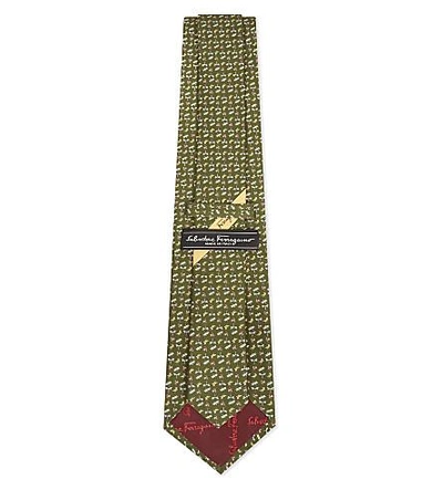 Shop Ferragamo Dragonfly Silk Tie In Green