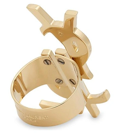 Shop Saint Laurent Logo Ring In Gold