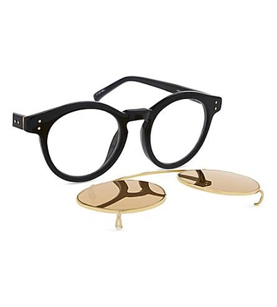 Shop Linda Farrow Lfl569 Oval Clip-on Sunglasses In Black