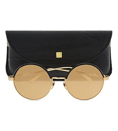 Shop Linda Farrow Lfl583 Round Sunglasses In Gold