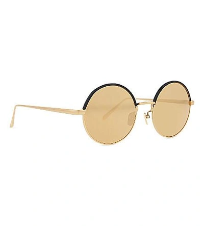 Shop Linda Farrow Lfl583 Round Sunglasses In Gold