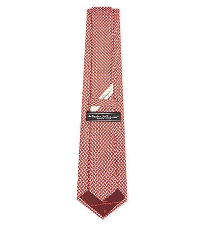 Shop Ferragamo Swallows Silk Tie In Red