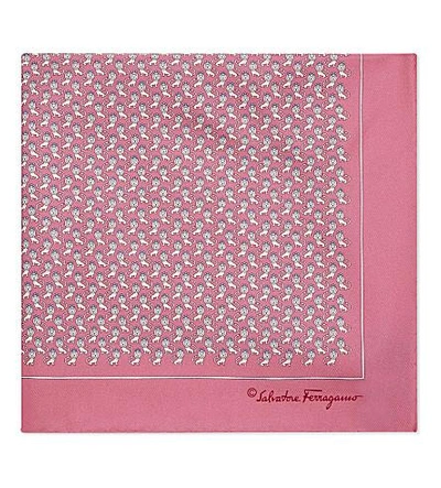 Shop Ferragamo Frog And Lion Silk Pocket Square In Pink