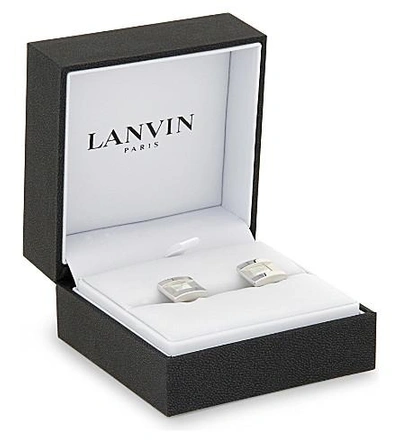 Shop Lanvin Square Stone Cufflinks In White
