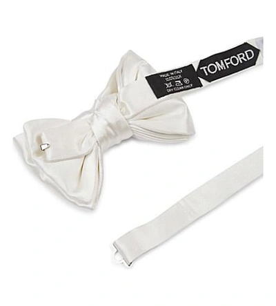 Shop Tom Ford Solid Silk Bow Tie In White