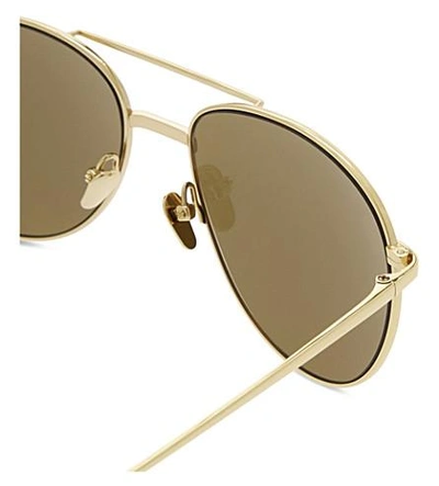 Shop Linda Farrow Lfl482 Aviator Sunglasses In Yellow Gold