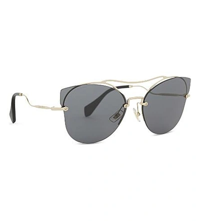 Shop Miu Miu Mu52ss Butterfly Frame Half-rim Sunglasses In Pale Gold