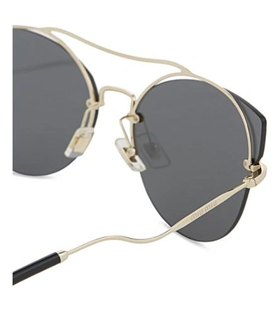 Shop Miu Miu Mu52ss Butterfly Frame Half-rim Sunglasses In Pale Gold