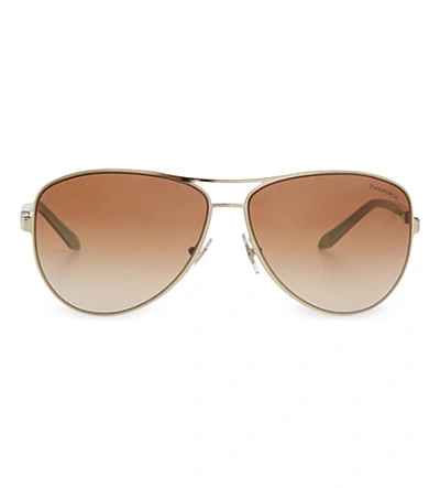 Tiffany & Co Tf3048 Aviator Sunglasses In Pale Gold