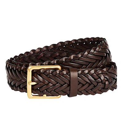 Shop Mulberry Braided Leather Belt In Chocolate