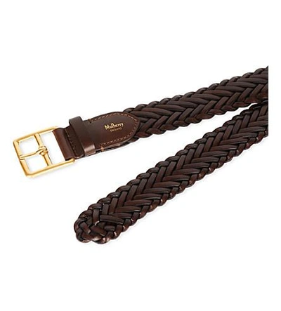 Shop Mulberry Braided Leather Belt In Chocolate