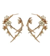 SHAUN LEANE Cherry Blossom Rose-Gold Vermeil, Ivory Enamel, Pearl And Diamond Hoop Earrings