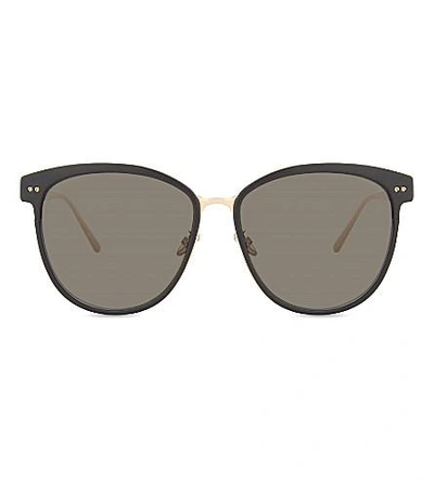 Shop Linda Farrow Lfl547 Oversized Sunglasses In Black Rose Gold