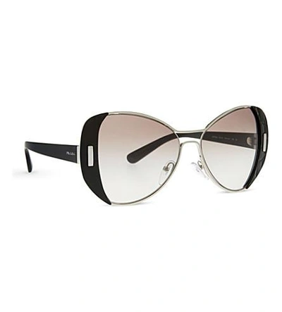 Shop Prada Pr60ss Mod Butterfly-frame Sunglasses In Silver