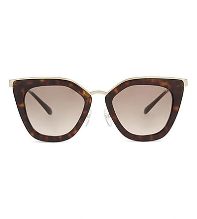 Shop Prada Pr53ss Havana Cat Eye-frame Sunglasses