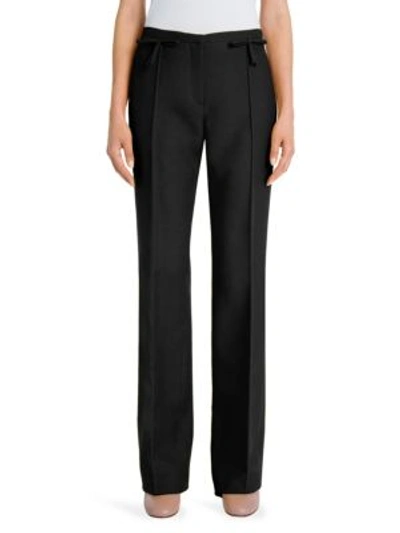 Valentino Bow-detail Silk Crepe Couture Pants In Black