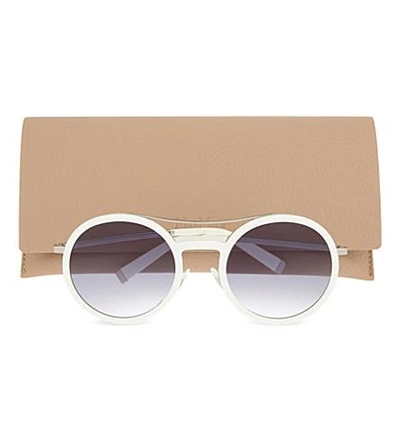 Shop Max Mara Oblo Round-frame Sunglasses In White