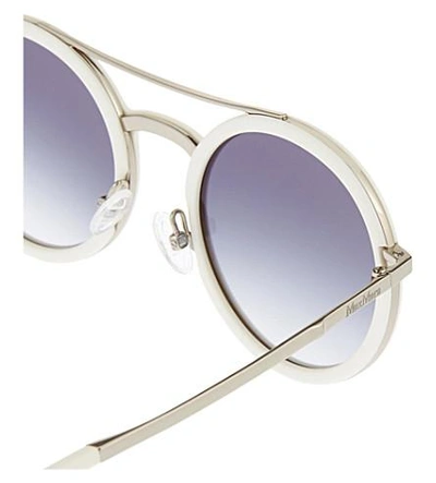 Shop Max Mara Oblo Round-frame Sunglasses In White