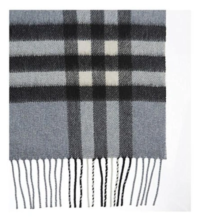 Shop Burberry Giant Check Cashmere Scarf In Dusty Blue