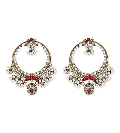 Shop Alexander Mcqueen Creole Swarovski Hoop Earrings In Gold