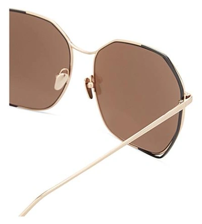 Shop Linda Farrow Lfl350 Oversized Sunglasses In Rose Gold