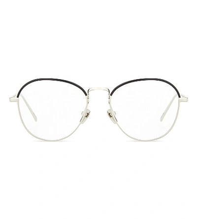 Linda Farrow Lfl502 Round-frame Glasses In White Gold Black