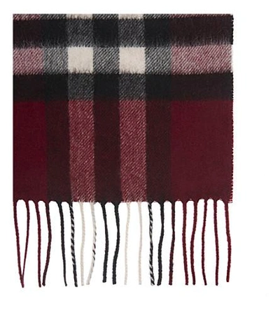 Shop Burberry Giant Check Cashmere Scarf In Plum Check