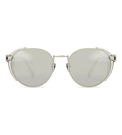 Shop Linda Farrow Lfl300 Round-frame Sunglasses In White Gold